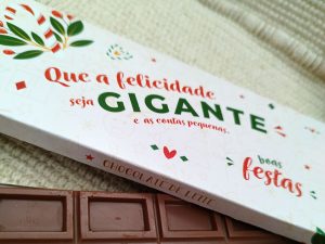 Tablete de chocolate caixa- Que a felicidade seja gigante e as contas pequenas (Natal 2023)